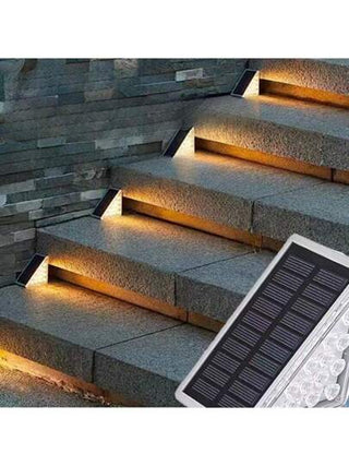 6قطع ضوء دافئ 13LED، ضوء شمسي، ضوء حديقة، ضوء خارجي مقاوم للماء، ضوء درج شمسي، ضوء خطوة، ضوء سياج، ضوء إيوان، ضوء إيوان، مناسب لفيلا، حديقة، إيوان وديكور حديقة