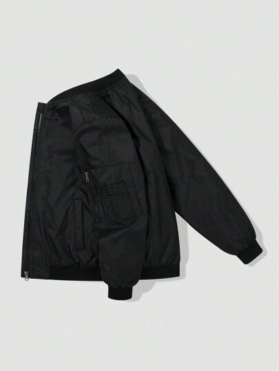 جاكيت طيران خفيف الوزن مقاوم للماء والرياح، سادة سايب لصبية المراهقين، قطني