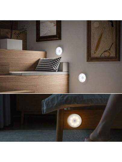 6 قطع/3 قطع/2 قطع/1 قطعة من أضواء الحركة اللاسلكية بتقنية LED، إضاءة ليلية قابلة للشحن تعمل بشكل تلقائي على/إيقاف، مناسبة للمطبخ، غرفة النوم، غرفة المعيشة، الممر، الحمام، ديكور الغرفة