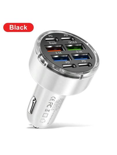 1 قطعة شاحن سيارة سريع 150 واط 8 منافذ USB-C مع شحن PD و QC3.0 متوافق مع هواتف 16 15 14 13 12، آيباد، هواتف أندرويد ، أجهزة الكمبيوتر المحمولة ، تصميم مدمج آمن وفعال للشحن أثناء التنقل ، هدية مناسبة للأسرة والأصدقاء والأطفال وأعياد الميلاد وعيد الميلاد وا