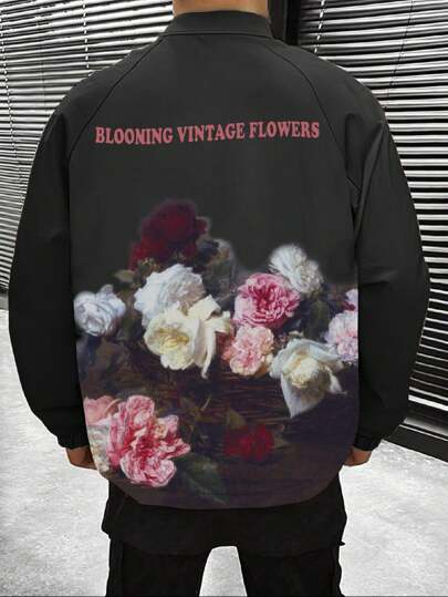 بدلة كاجوال بأكمام طويلة للرجال، مطرزة بورود