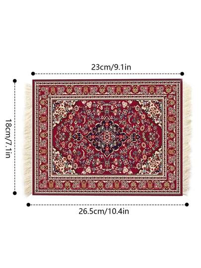 1 قطعة سجادة فأرة بنمط القهوة ، سجادة فأرة من الفلانيل بنمط السجاد وحامل الكوب ، وسادة القهوة ، حصيرة الطاولة ، سجادة الفأرة ، حصيرة مقاومة للانزلاق والحرارة ، حصيرة السجادة بأهداب ، حامل كوب الطاولة ، وسادة الطاولة هدية عيد الميلاد والعودة إلى المدرسة