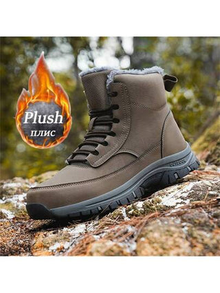 بوت رياضية شتوية للرجال 2024 باطني مبطن للدفء، بوت جلدية مقاومة للماء، بوت ثلج دافئة، بوت عمل وكاجوال للرجال مانعة للانزلاق، تتناسب مع الجينز