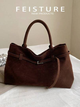 حقيبة يد سوداء داكنة أنيقة من قماش مخمل صناعي ذات سعة كبيرة، مناسبة للنساء الأنيقات والفتيات وطالبات الجامعة والموظفات، مثالية للعمل والأعمال والتنقل والدراسة، حقيبة نسائية رجعية ذات تصميم راقي لفصلي الخريف والشتاء