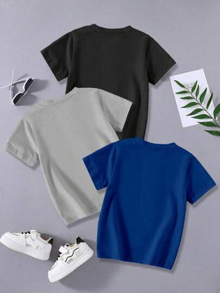 مجموعة 3 قطع تيشيرتات صيفية خفيفة وقابلة للتنفس للأولاد المراهقين، بطبعات شخصية كرتونية وكرة قدم وشبح