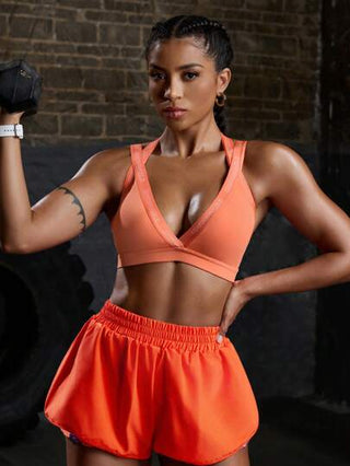 POWERISTA Powerista حمالة صدر رياضية نسائية مكتوبة بالتريكو لياقة بدنية يومية عادية