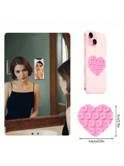 1 ملصق خلفية هاتف مصنوع من السيليكون بشكل قلب إبداعي، 15 كوب شفط قوي ثنائي الوجه، يمكن إلصاقه على الشاشة والزجاج والمرآة والنافذة والجدار وأكثر من ذلك، مليء بالحب، هدية مثالية لعيد الحب والأعياد وغيرها من المناسبات