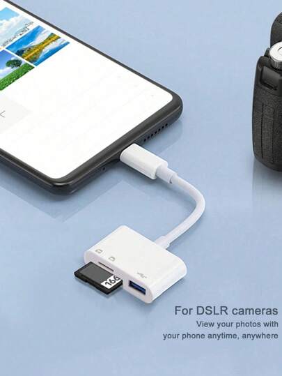قارئ بطاقات 3 في 1 Type-C ، وحدة تخزين USB Flash SD/TF 2.0 OTG مجمعة لأجهزة الكمبيوتر/الهواتف الذكية واجهة Type-C، متعددة الوظائف للهواتف المحمولة والحواسيب.