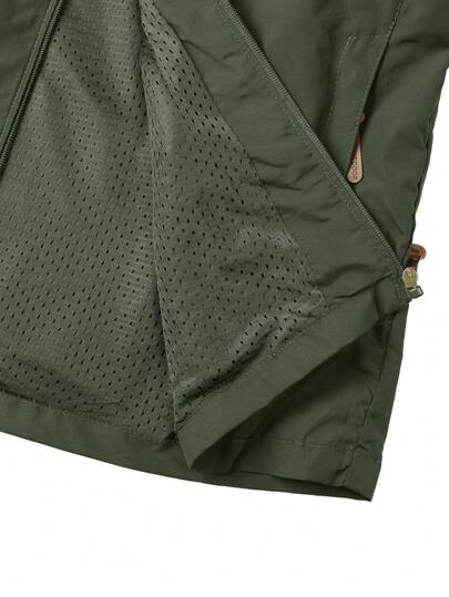 Manfinity Homme جاكيت رياضية مبطنة قابلة للتحويل للرجال مع سحاب