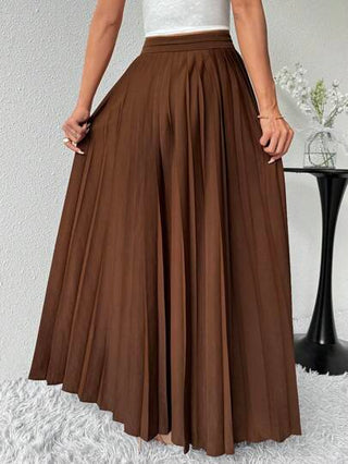 Modelyn تنورة ماكسي كاجوال مطوية باللون الواحد للنساء