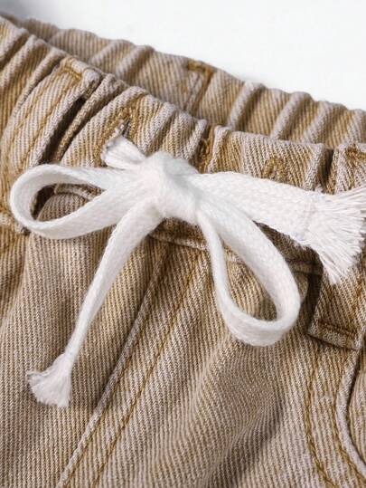 بنطلون كاجوال مع جيوب للأطفال الرضع الذكور من القطن مع خصر مطاطي