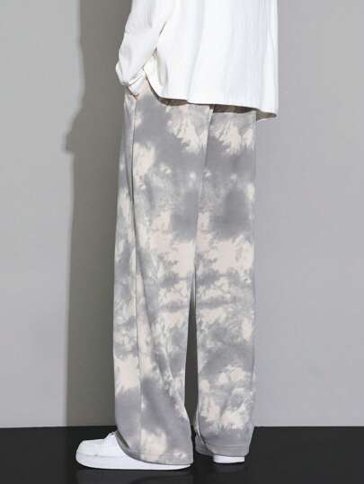 بنطلون كاجوال فضفاض بطبعة التايدي للرجال، وصول جديد ربيع خريف 2024