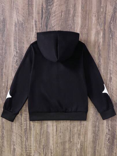 SHEIN معطف كم طويل بطباعة حروف كاجوال لأولاد المراهقين