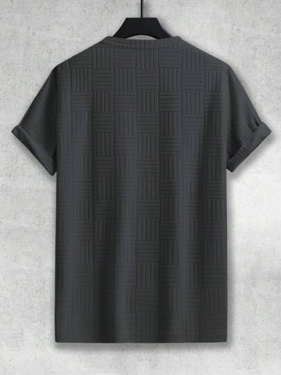 Manfinity Homme تي شيرت T بأكمام قصيرة و رقبة طاقم لون سادة كاجوال للرجال