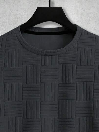 Manfinity Homme تي شيرت T بأكمام قصيرة و رقبة طاقم لون سادة كاجوال للرجال