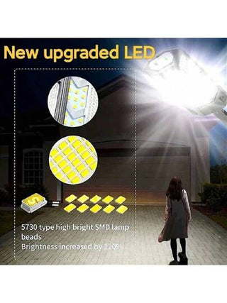 4 قطع مصباح شمسي قوي بإضاءة LED فائقة السطوع لاستخدام خارجي، مصباح شمسي ب- 43 مصباح LED ب- 3 أوضاع مع جهاز استشعار للحركة، مقاوم للماء للحدائق والطرقات الخارجية