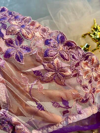 طقم ملابس داخلية نسائية خفيفة البنفسجي 3قطعات