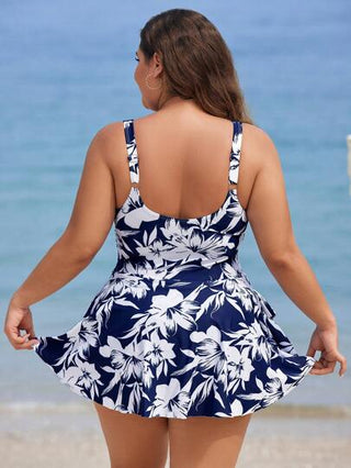 Swim Lushoire ملابس سباحة طقم واحد بطباعة زهرية للحجم الكبير للشاطئ/العطلات الصيفية