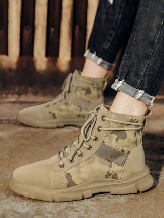 بوت أمان عمل للرجال جديدة بحجم كبير، بوت حماية جلدية للكاحل، بوت كاجوال، بوت أمان ذات حمولة، بوت كومباط ذات رقعة عالية، بوت المشي لمسافات طويلة للخارج، لون البُنّي