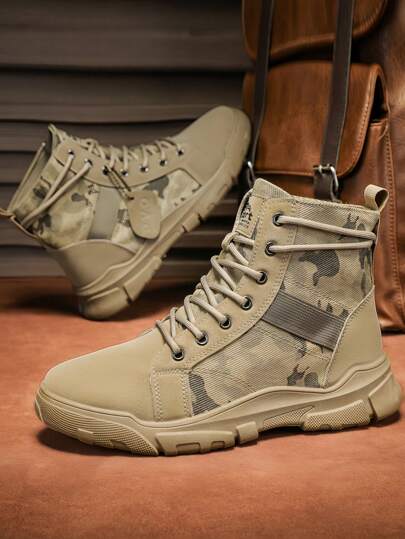 بوت أمان عمل للرجال جديدة بحجم كبير، بوت حماية جلدية للكاحل، بوت كاجوال، بوت أمان ذات حمولة، بوت كومباط ذات رقعة عالية، بوت المشي لمسافات طويلة للخارج، لون البُنّي