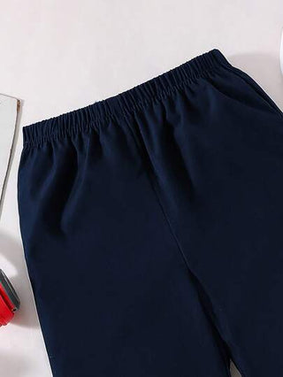 SHEIN بنطلون مطبوع بشريط جانبي لجميع المناسبات للفتى المراهق