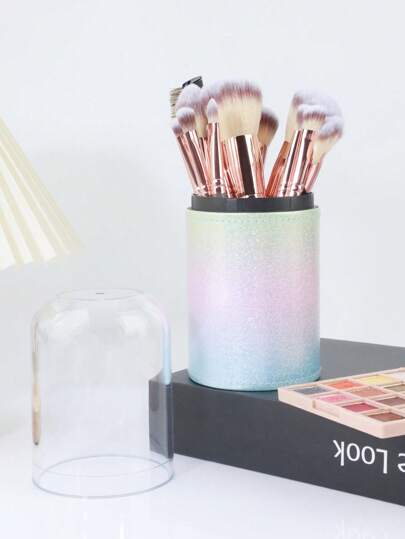 طقم فرش مكياج مكون من 15 قطعة + حامل فرش ، إسفنج ناعم محمول لبودرة، ظلال العيون، أحمر الخدود، كونسيلر، فرش أساس للمبتدئات ، أدوات مكياج