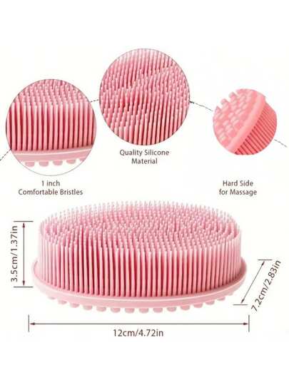 قطعة واحدة من فرشاة التنظيف السيليكون للحمام، فرشاة استحمام شامبو سيليكون، فرشاة استحمام للبالغين ذات وجهين للتدليك والتنظيف، أدوات تنظيف الحمام، حقيبة، منظم، تخزين، مشابك الشعر