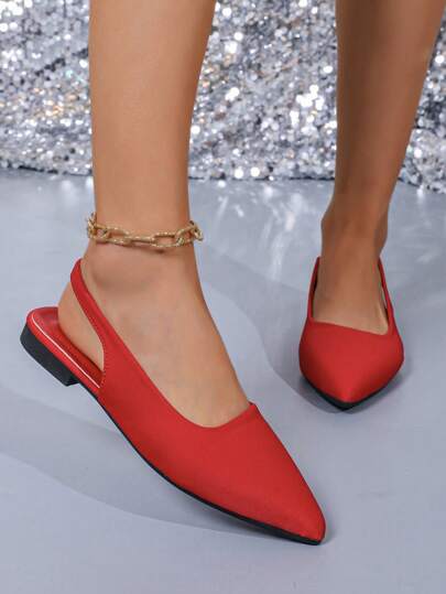 أحذية سيدات عصرية ذات رؤوس مدببة منخفضة نعل خمسيناتية مسطحة سهلة الارتداء