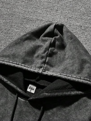 هودي كاجوال بطباعة ملاك مغسول بالزيت للرجال