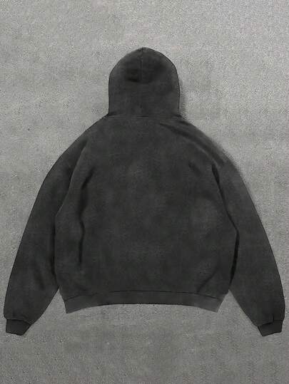 هودي كاجوال بطباعة ملاك مغسول بالزيت للرجال