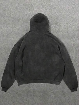 هودي كاجوال بطباعة ملاك مغسول بالزيت للرجال