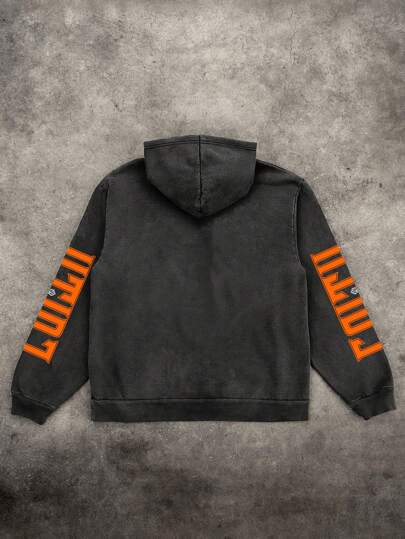 هودي كاجوال رجالي مطبوع عليه صورة ملاك وحروف مشوهة