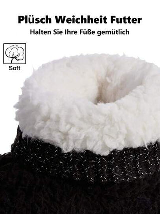 أحذية منزلية نسائية مريحة ودافئة من القماش المخملي الصناعي ذو اللياقة الكثيفة ذات بطانة من الفرو، مطاطية مقاومة للانزلاق للداخل والخارج