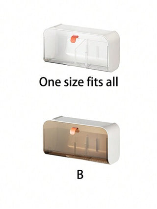 صندوق تخزين معلق للحائط بغطاء وأجزاء واضحة الشكل للاستخدام المتعدد، مناسب لتخزين الفوط الصحية ومستحضرات التجميل