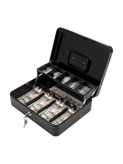 أثاث مكتبي صندوق نقدي مع قفل قطعة واحدة، صندوق نقدي معدني مع أدراج للعملات والأوراق النقدية - صندوق نقدي محمول للمتاجر التجزئة والسوبر ماركت والمتاجر التجارية - حجم كبير، هدايا للأصدقاء