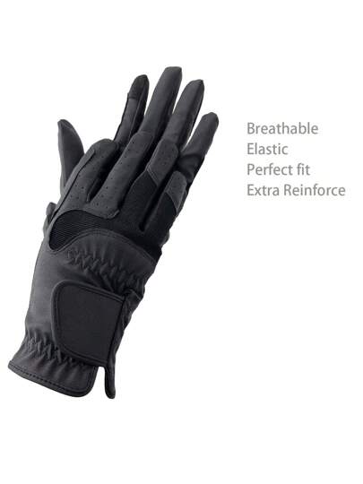 زوج قفازات ركوب جلد طبيعي من نوعية عالية الجودة، مهواة ، منقوشة