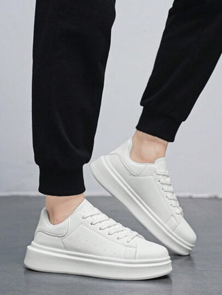 أحذية كانفاس كاجوال رجالية ذات رباطات كلاسيكية، لون أحادي، طراز بسيط، أحذية مريحة للمشي