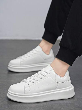 أحذية كانفاس كاجوال رجالية ذات رباطات كلاسيكية، لون أحادي، طراز بسيط، أحذية مريحة للمشي