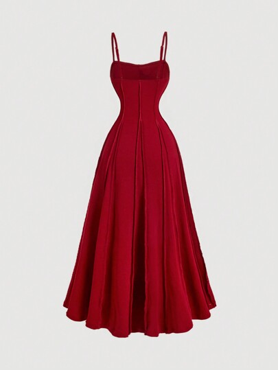 MOD فستان كامسول طويل أنيق مزين بزهور ثلاثية الأبعاد، مناسب لمناسبات الحفلات، باللون الأحادي