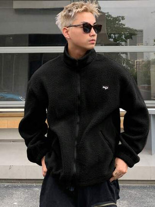 DAZY معطف كاجوال للرجال طويل الأكمام بطبعة حرفية مع بطانة من الفليس سميك للخريف والشتاء