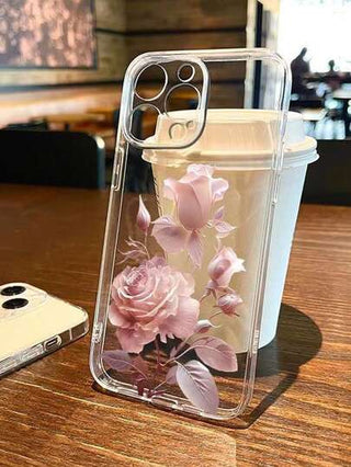 1 قطعة حافظة هاتف شفافة مانعة للسقوط من نوع TPU بتصميم وردة صيفية متوافقة مع هواتف iPhone/11، 15PROMAX، 14PROMAX/Galaxy، SAM/Honor X6A، X7B، X8B