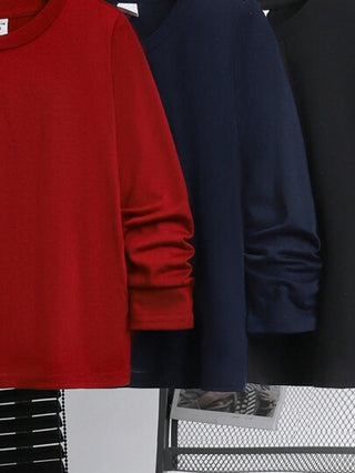 4 حبات تي شيرت كاجوال بأكمام طويلة للأولاد الصغار، مناسب للمدرسة والتجمعات والارتداء اليومي، ملائم لفصول الربيع والصيف والخريف والشتاء