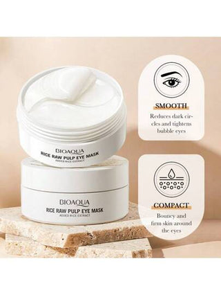 قناع العين المدعم بشراب الأرز | يزيل الهالات السوداء والتورم | مضاد للشيخوخة، يُنعِّم الخطوط الدقيقة، يغذي البشرة - (60 قطعة/30 زوج)