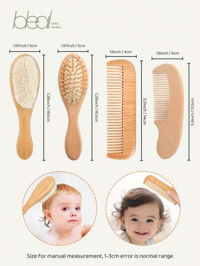 فرشاة حمام مساج فروة الرأس يدوية مُحبوكة من الخشب للأطفال 1 قطعة , مناسبة للرضع والأطفال الصغار