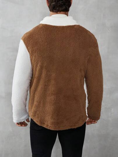 Manfinity CasualCool معطف طويل الأكمام كاجوال صوفي ذو موحد اللون مزين بشريط قابل للتحويل أمامي وجيب أمامي للرجال، جاكيت رجالي ذات رقبة عالية، كاردجان رجالي، جاكيت فلانيل رجالية، فلانيل رجالي، معطف شتوي رجالي