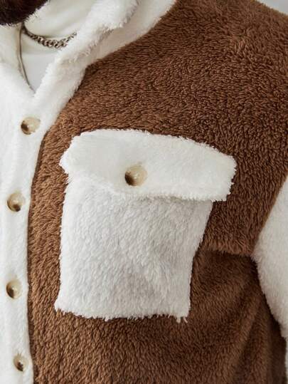 Manfinity CasualCool معطف طويل الأكمام كاجوال صوفي ذو موحد اللون مزين بشريط قابل للتحويل أمامي وجيب أمامي للرجال، جاكيت رجالي ذات رقبة عالية، كاردجان رجالي، جاكيت فلانيل رجالية، فلانيل رجالي، معطف شتوي رجالي