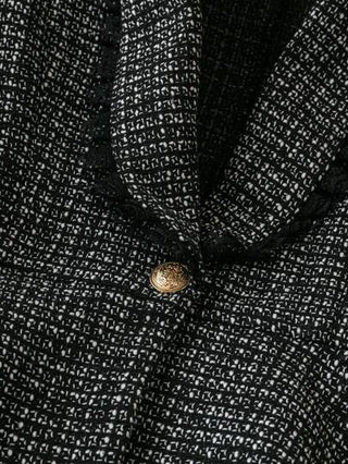 SHEIN Clasi بدلة رسمية بسروال وبليزر بأكمام طويلة وأزرار أمامية بتصميم رباط و لوحات صوف حجم 2 قطعة