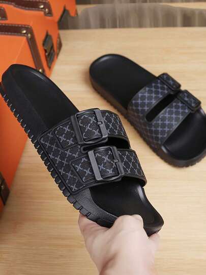 صنادل رجالية كاجوال مريحة خفيفة الوزن، نوع سلايدر، نعل مستدير، أزواج شرات أنيقة للاستخدام في الشاطئ والخارج