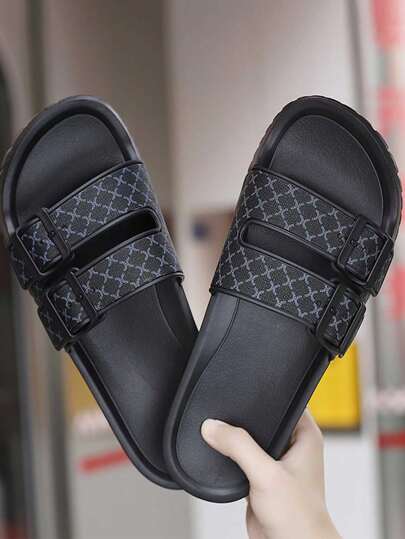 صنادل رجالية كاجوال مريحة خفيفة الوزن، نوع سلايدر، نعل مستدير، أزواج شرات أنيقة للاستخدام في الشاطئ والخارج