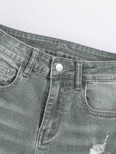 SHEIN سراويل جينز دنيم كاجوال ممزقة لصبية المراهقين